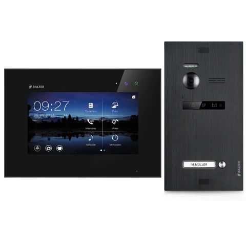 Video Türsprechanlage für 1 Familienhaus, 1x Monitor, Balter EVO Schwarz