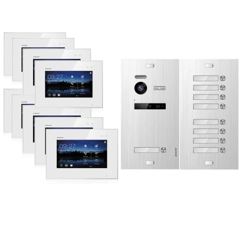 Video Türsprechanlage für 9 Familienhaus, 9x Monitore, Balter EVO