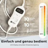 Balter Elektrische Heizdecke HD-01 Grau, 160x120cm, 10 Heizstufen &amp; Timer bis 10h