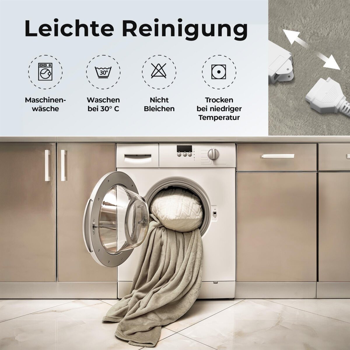 Balter Elektrische Heizdecke HD-03 Beige 200x180cm, 10 Heizstufen &amp; Timer bis 10h