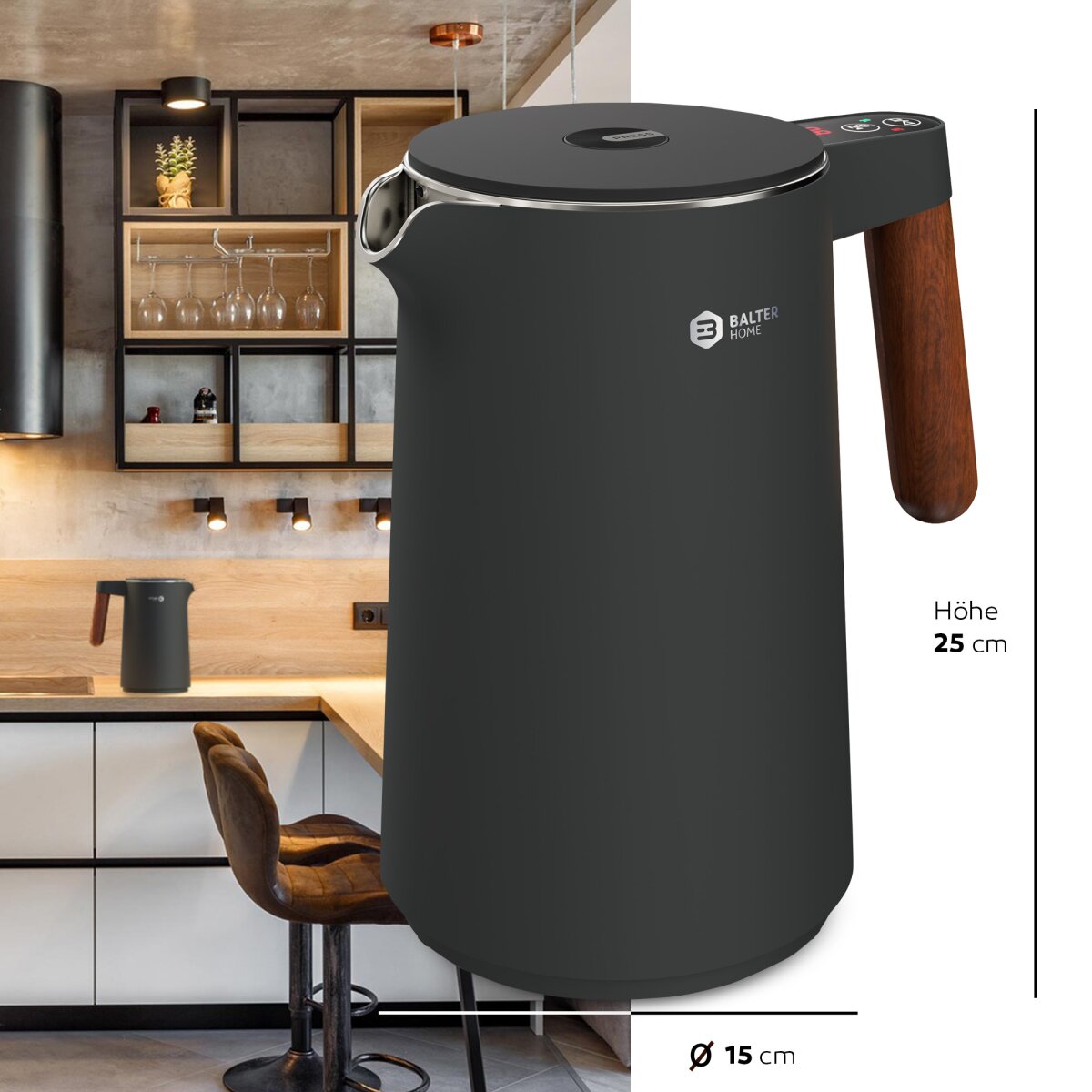 BALTER Edelstahl Wasserkocher WK-08-TG