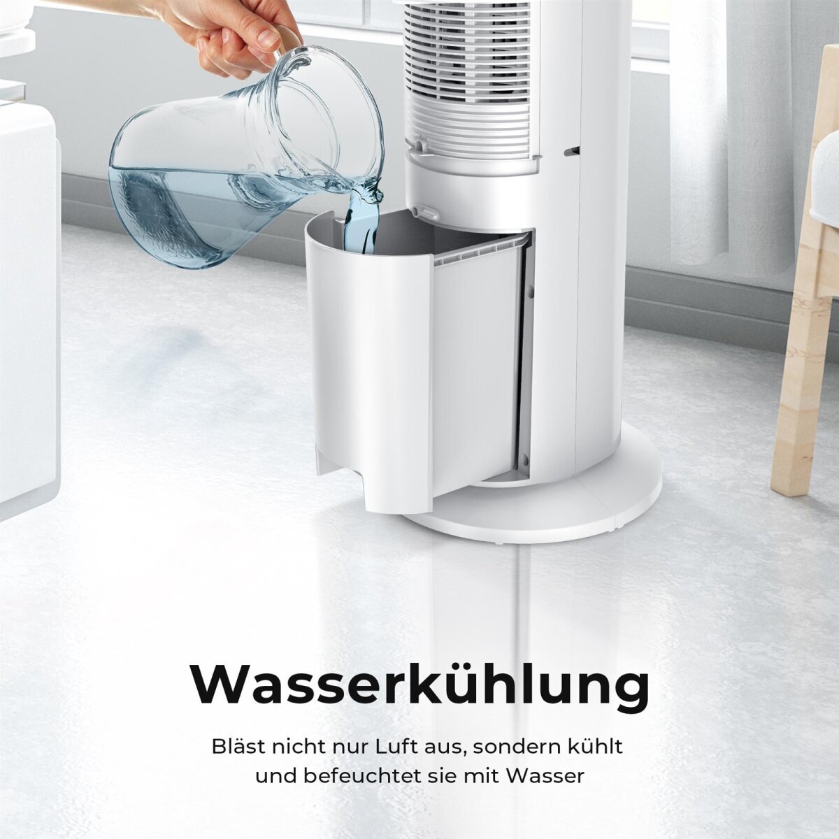 Balter Turmventilator mit Wasserk&uuml;hlung VT-09-WH