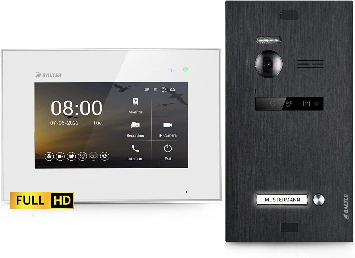 HD Video T&uuml;rsprechanlage f&uuml;r 1 Familienhaus, 1x Monitor, Balter EVO HD Schwarz