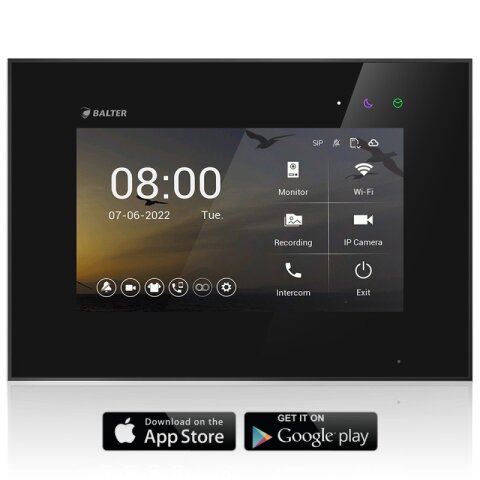 Zusatzmonitor Balter Evo HD-7M-WIFI Schwarz mit App