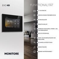 HD Video T&uuml;rsprechanlage mit Smartphone App f&uuml;r 1 Familienhaus, 1x Monitor, Balter EVO HD WLAN SIlber/Schwarz