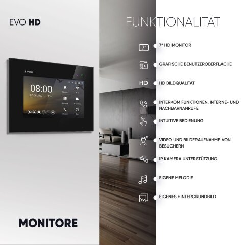 HD Video T&uuml;rsprechanlage f&uuml;r 3 Familienhaus, 3x Monitor, Balter EVO HD Silber/Schwarz