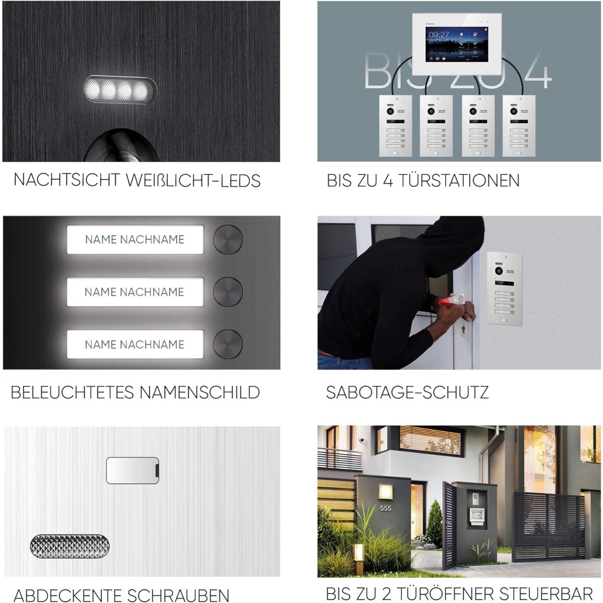 Balter Evo HD Fingerprint T&uuml;rstation 2 Familienhaus Schwarz