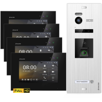 HD Video T&uuml;rsprechanlage mit Fingerprint und RFID f&uuml;r 1 Familienhaus, 4x Monitore, Balter EVO HD Fingerprint