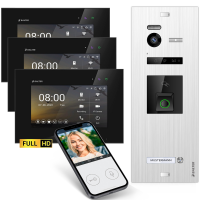 HD Video T&uuml;rsprechanlage mit Fingerprint RFID und Smartphone App f&uuml;r 1 Familienhaus, 3x Monitore, Balter EVO HD Fingerprint