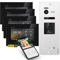 HD Video T&uuml;rsprechanlage mit Fingerprint RFID und Smartphone App f&uuml;r 1 Familienhaus, 4x Monitore, Balter EVO HD Fingerprint