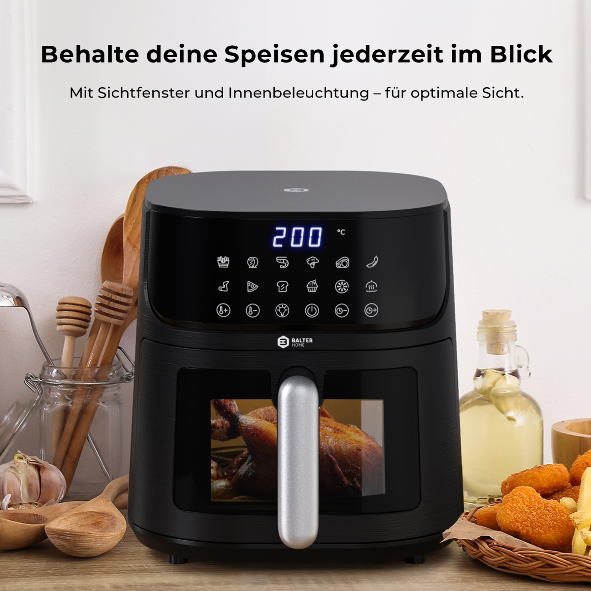 Balter Hei&szlig;luftfritteuse HL-551T (LCD Display, 12 Programme, 5,5L Garraum)