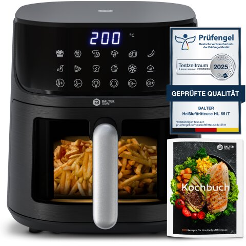 Balter Hei&szlig;luftfritteuse HL-551T (LCD Display, 12 Programme, 5,5L Garraum)