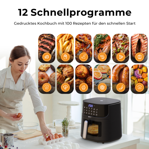 Balter Hei&szlig;luftfritteuse HL-551T (LCD Display, 12 Programme, 5,5L Garraum)