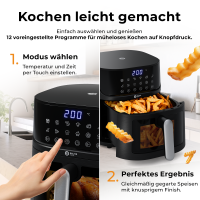 Balter Hei&szlig;luftfritteuse HL-551T (LCD Display, 12 Programme, 5,5L Garraum)