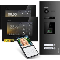 HD Video T&uuml;rsprechanlage mit Fingerprint RFID und Smartphone App f&uuml;r 2 Familienhaus, 2x Monitore, Balter EVO HD Fingerprint
