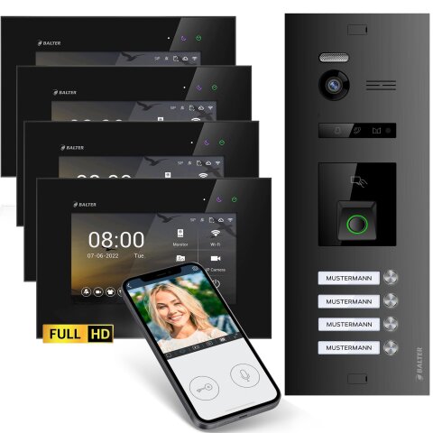 HD Video T&uuml;rsprechanlage mit Fingerprint RFID und...