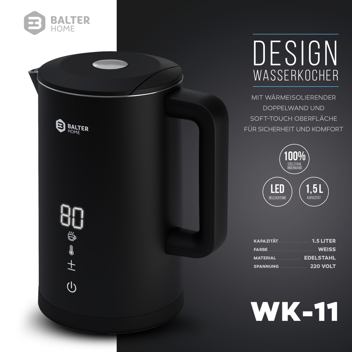Balter Wasserkocher WK-11BL-LCD