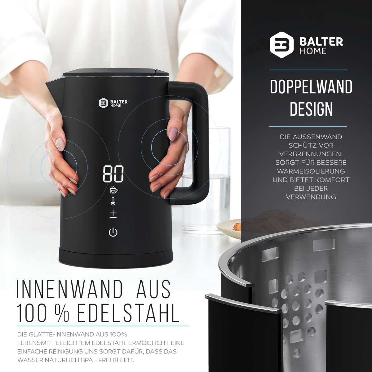 Balter Wasserkocher WK-11BL-LCD