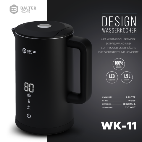 Balter Wasserkocher WK-11BL-LCD