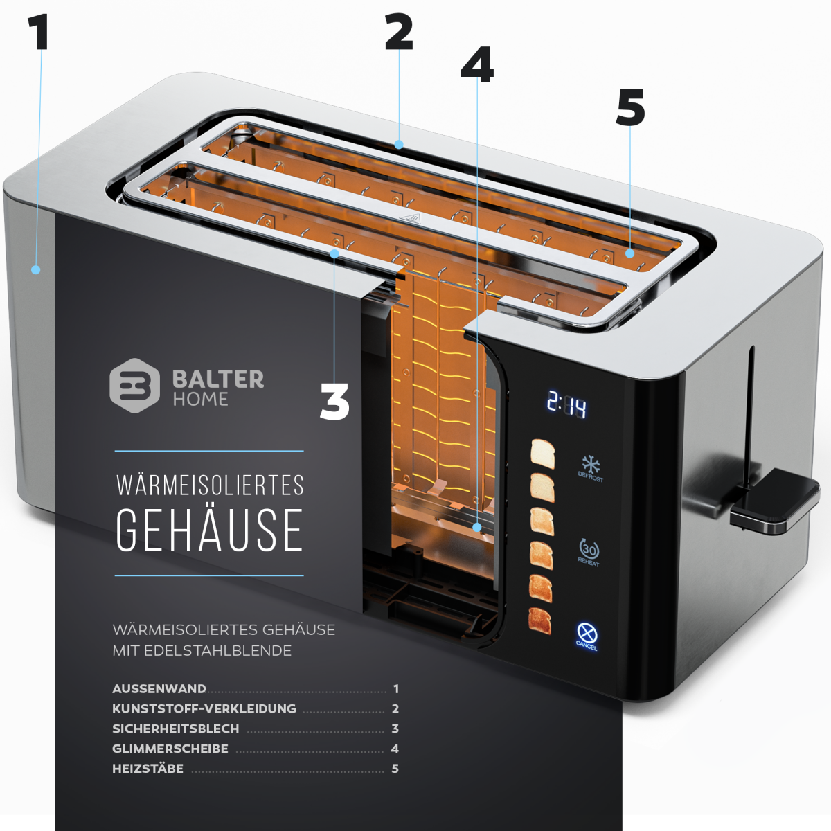 Balter Toaster TS-44 Langschlitz Silver