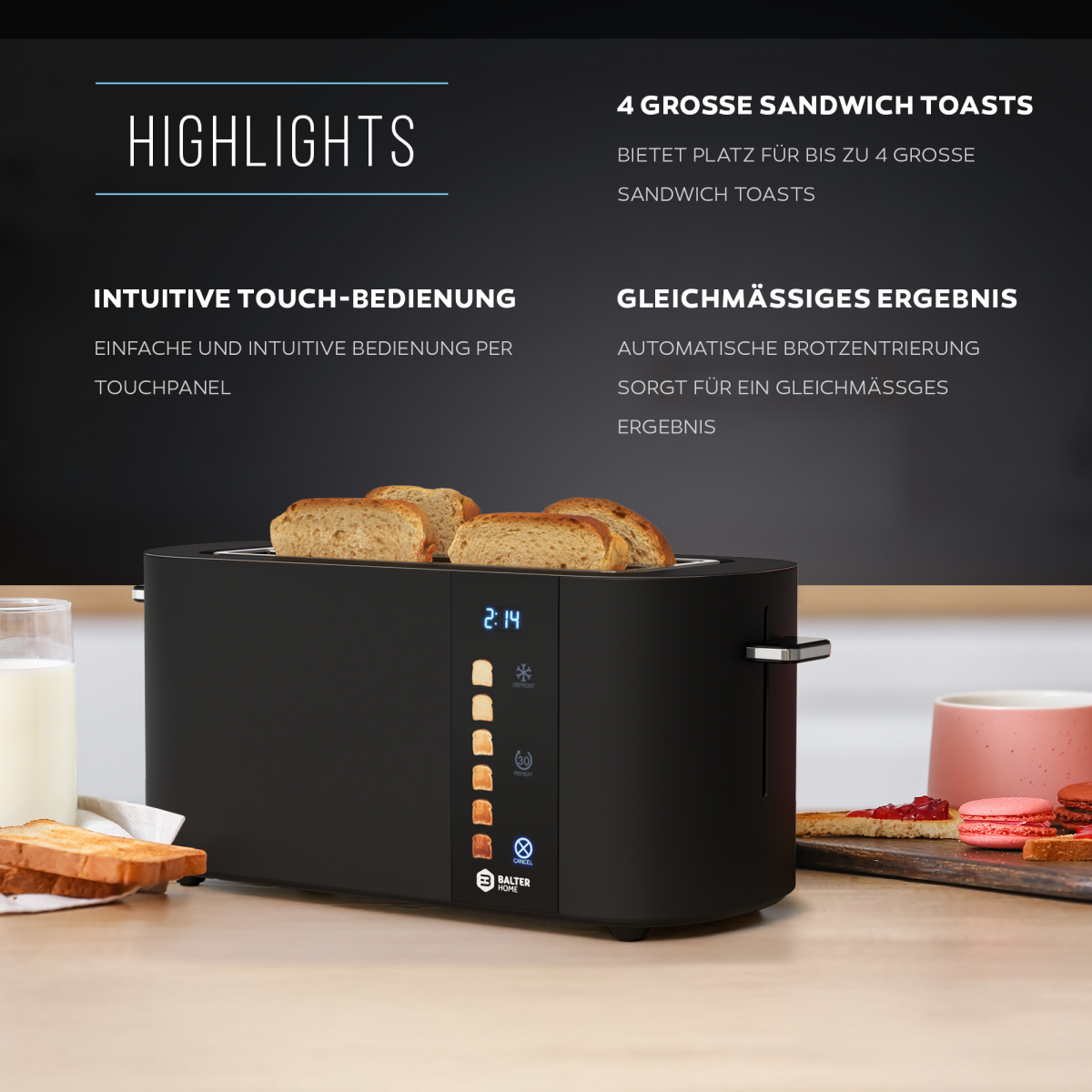 Balter Toaster TS-34 Langschlitz Schwarz
