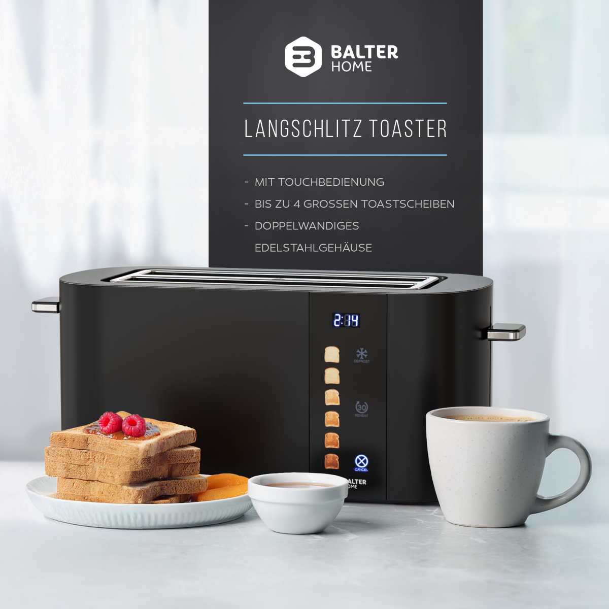 Balter Toaster TS-34 Langschlitz Schwarz