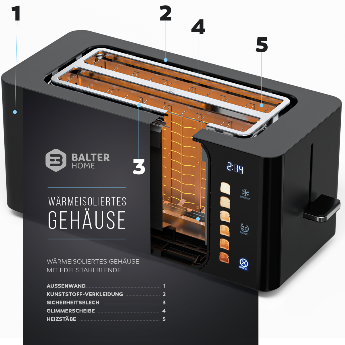 Balter Toaster TS-44 Langschlitz Schwarz