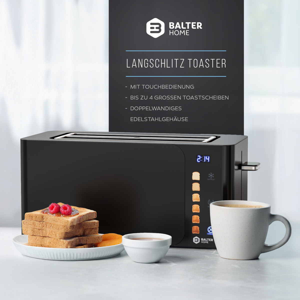 Balter Toaster TS-44 Langschlitz Schwarz