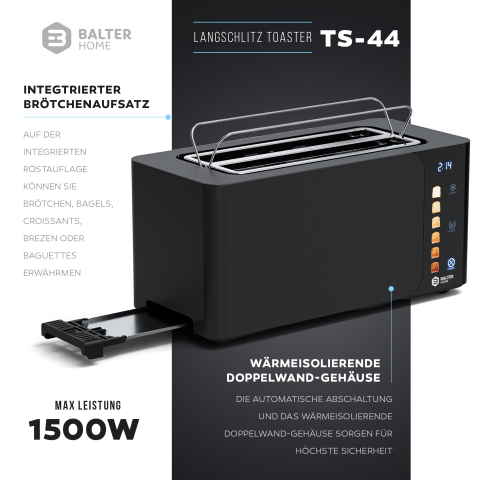 Balter Toaster TS-44 Langschlitz Schwarz