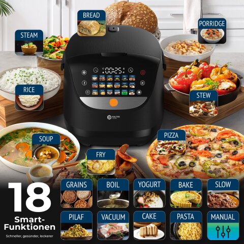 Balter MK-01 Reiskocher Multikocher mit 18 Programme, 4L Rice Cooker mit Fuzzy-Logic, Dampfgarer