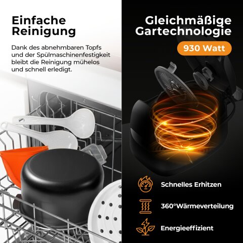 Balter MK-01 Reiskocher Multikocher mit 18 Programme, 4L Rice Cooker mit Fuzzy-Logic, Dampfgarer