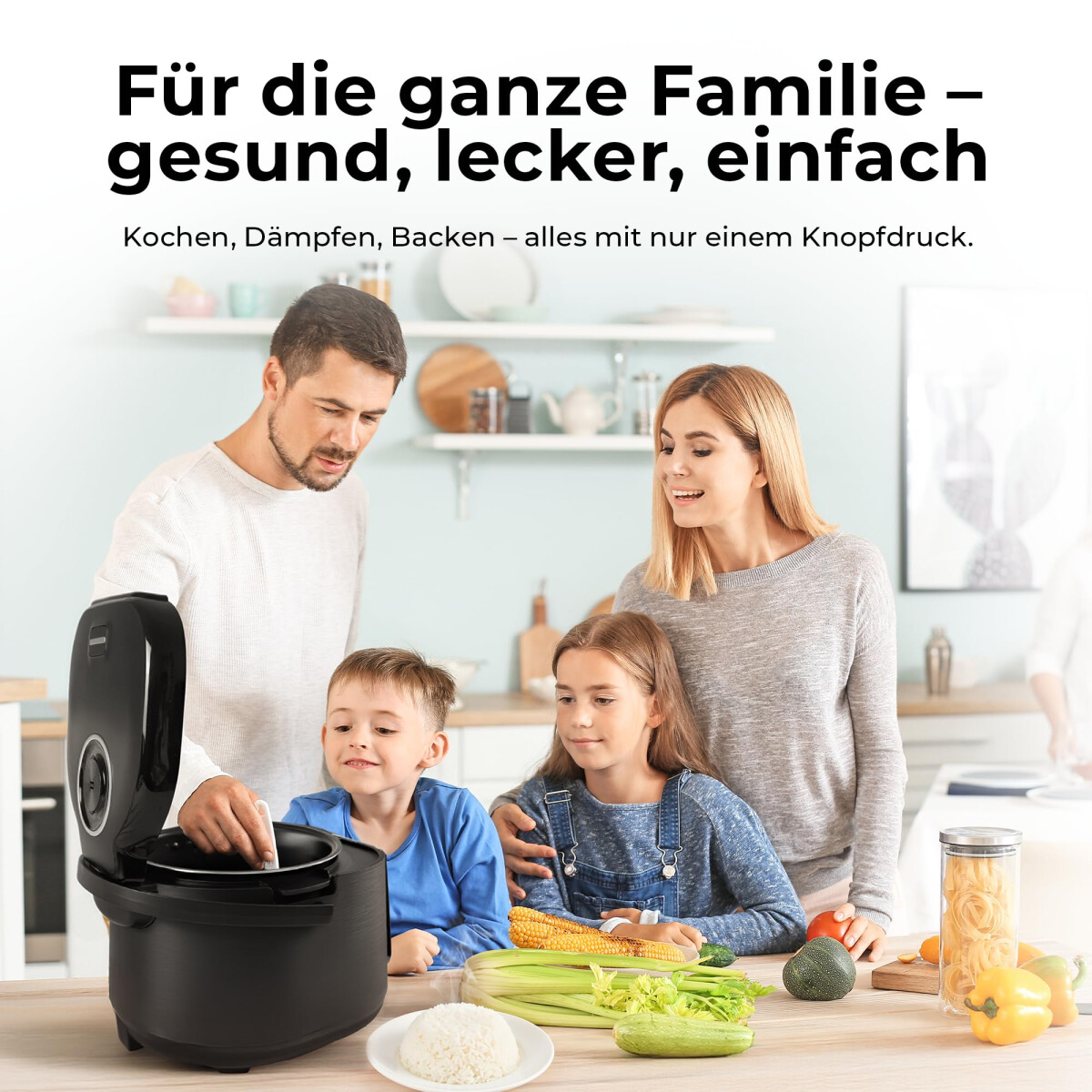 Balter Multikocher MK-02 Reiskocher mit 20 Programme, 4L Rice Cooker, Fuzzy-Logic, Dampfgarer