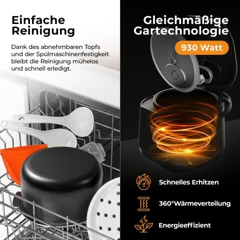 Balter Multikocher MK-02 Reiskocher mit 20 Programme, 4L Rice Cooker, Fuzzy-Logic, Dampfgarer