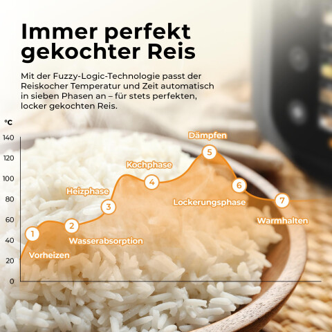 Balter Multikocher MK-02 Reiskocher mit 20 Programme, 4L Rice Cooker, Fuzzy-Logic, Dampfgarer