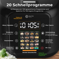 Balter Multikocher MK-02 Reiskocher mit 20 Programme, 4L Rice Cooker, Fuzzy-Logic, Dampfgarer