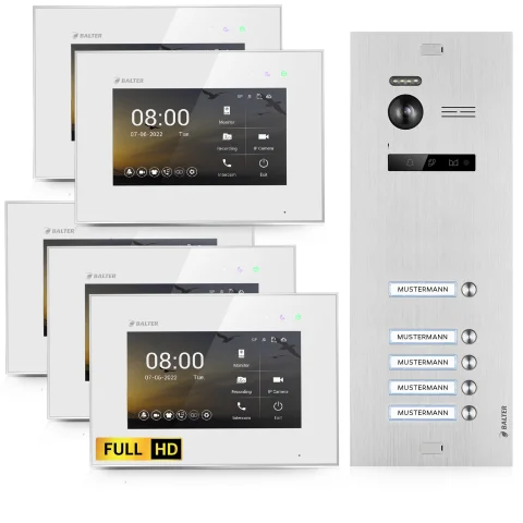 HD Video Türsprechanlage für 5 Familienhaus, 5x Monitor, Balter EVO HD