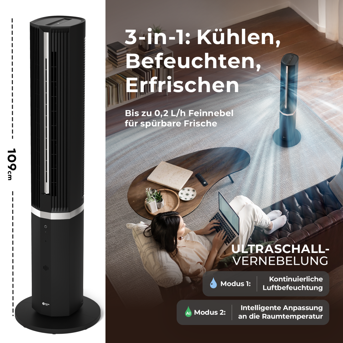 Balter Turmventilator mit Wasserk&uuml;hlung VT-11-BL