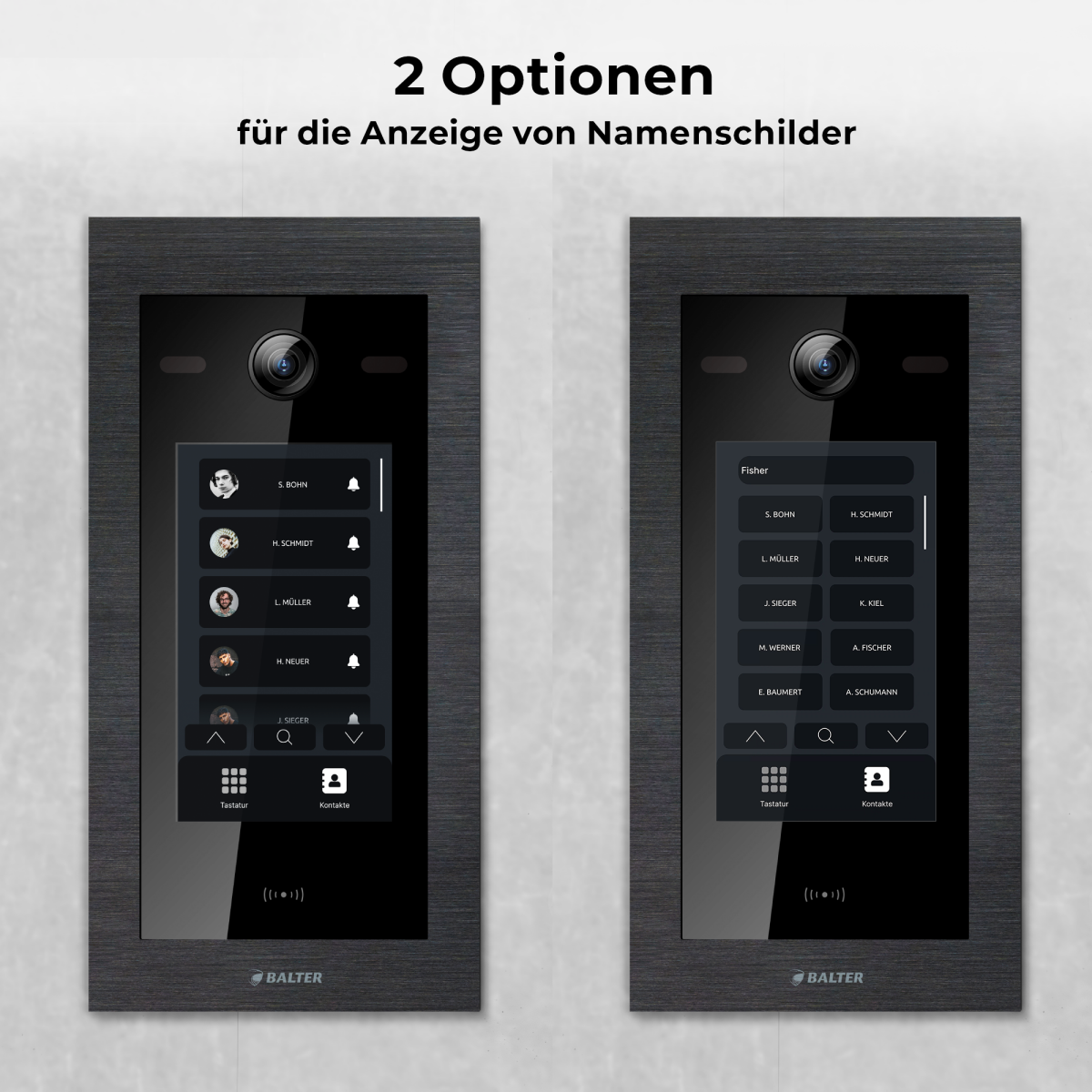 HD Video T&uuml;rsprechanlage mit Touchscreen und RFID f&uuml;r 1 Familienhaus, 3x Monitore, Balter EVO HD Touch Schwarz