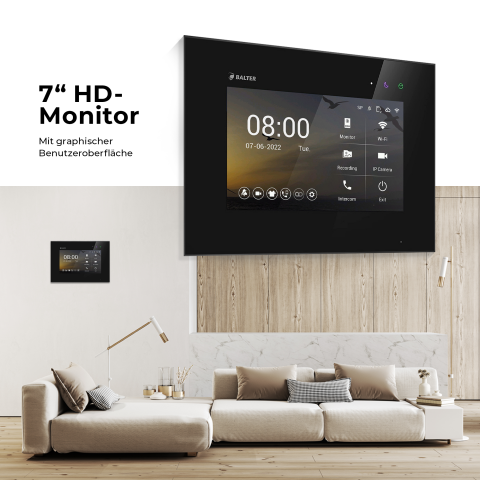 HD Video T&uuml;rsprechanlage mit Touchscreen und RFID f&uuml;r 1 Familienhaus, 3x Monitore, Balter EVO HD Touch