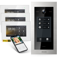 HD Video T&uuml;rsprechanlage mit Touchscreen und RFID f&uuml;r 3 Familienhaus, 3x Monitore, Balter EVO HD Touch
