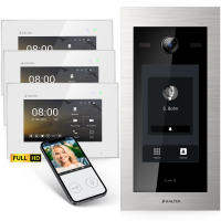 HD Video T&uuml;rsprechanlage mit Touchscreen und RFID f&uuml;r 3 Familienhaus, 3x Monitore, Balter EVO HD Touch
