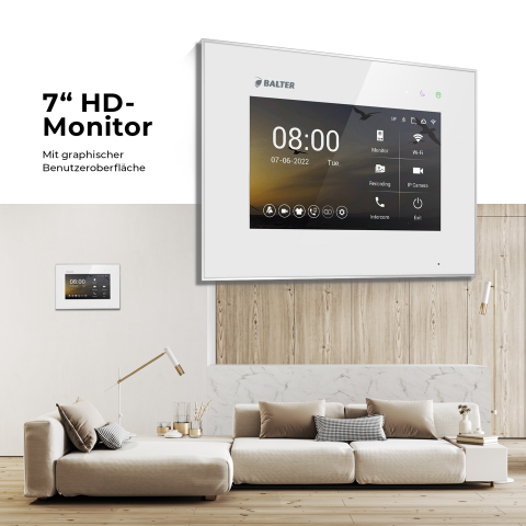 HD Video T&uuml;rsprechanlage mit Touchscreen und RFID f&uuml;r 4 Familienhaus, 4x Monitore, Balter EVO HD Touch