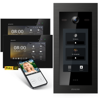 HD Video T&uuml;rsprechanlage mit Touchscreen und RFID f&uuml;r 2 Familienhaus, 2x Monitore, Balter EVO HD Touch Schwarz