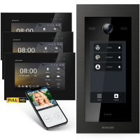 HD Video T&uuml;rsprechanlage mit Touchscreen und RFID f&uuml;r 3 Familienhaus, 3x Monitore, Balter EVO HD Touch Schwarz