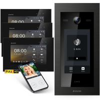 HD Video T&uuml;rsprechanlage mit Touchscreen und RFID f&uuml;r 3 Familienhaus, 3x Monitore, Balter EVO HD Touch Schwarz