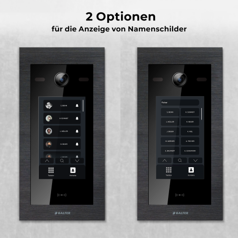 HD Video T&uuml;rsprechanlage mit Touchscreen und RFID f&uuml;r 4 Familienhaus, 4x Monitore, Balter EVO HD Touch Schwarz