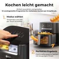 Balter Hei&szlig;luftfritteuse Airfryer mit &Ouml;l- &amp; Wasser-Spray Funktion f&uuml;r extra knusprige Speisen, 7,2L XXL, HL-710