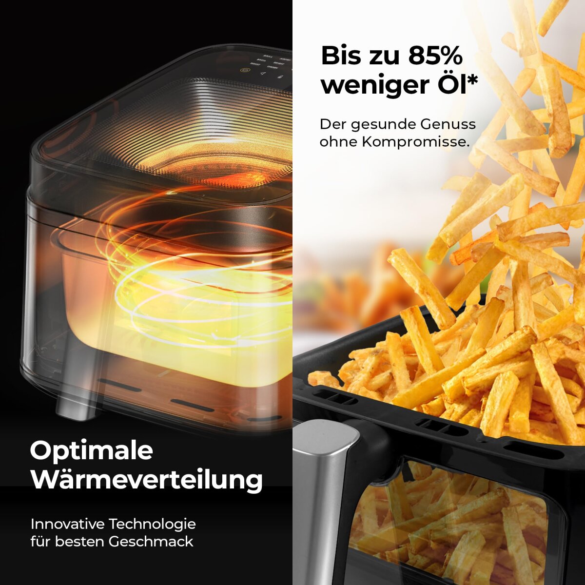 Balter Hei&szlig;luftfritteuse Airfryer, 6,5 L, inkl. 100 Rezepte, HL-651T