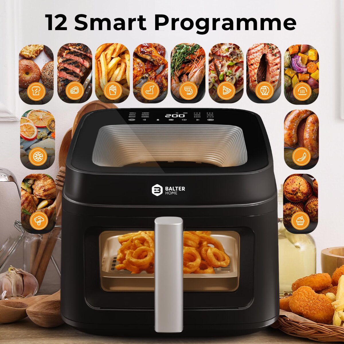 Balter Hei&szlig;luftfritteuse Airfryer, 6,5 L, inkl. 100 Rezepte, HL-651T