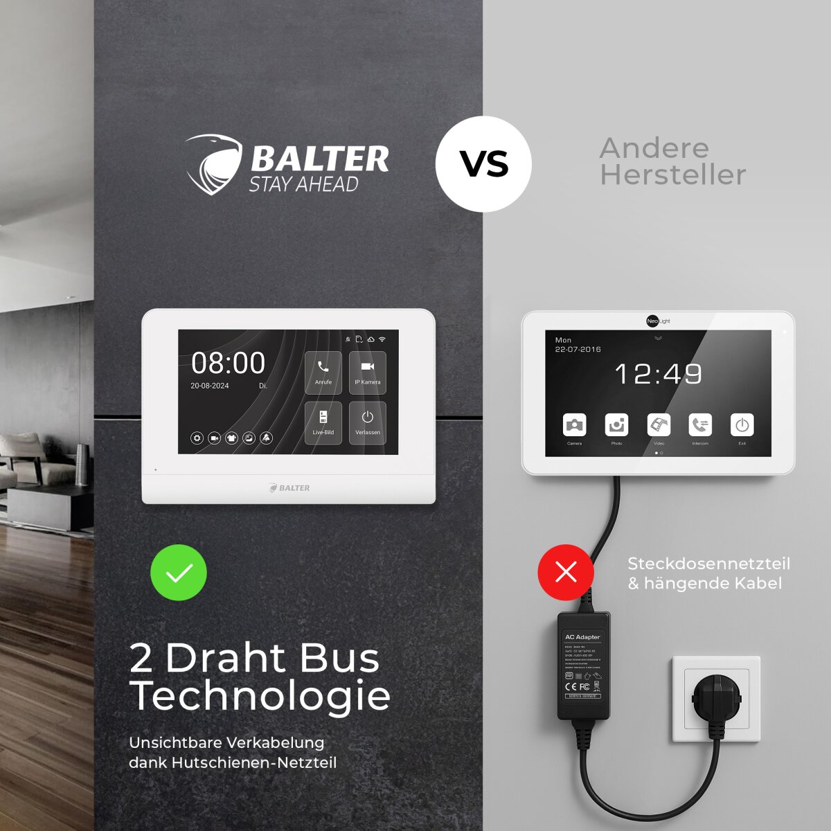 Balter Entri Set S Video T&uuml;rsprechanlage 2 Monitore